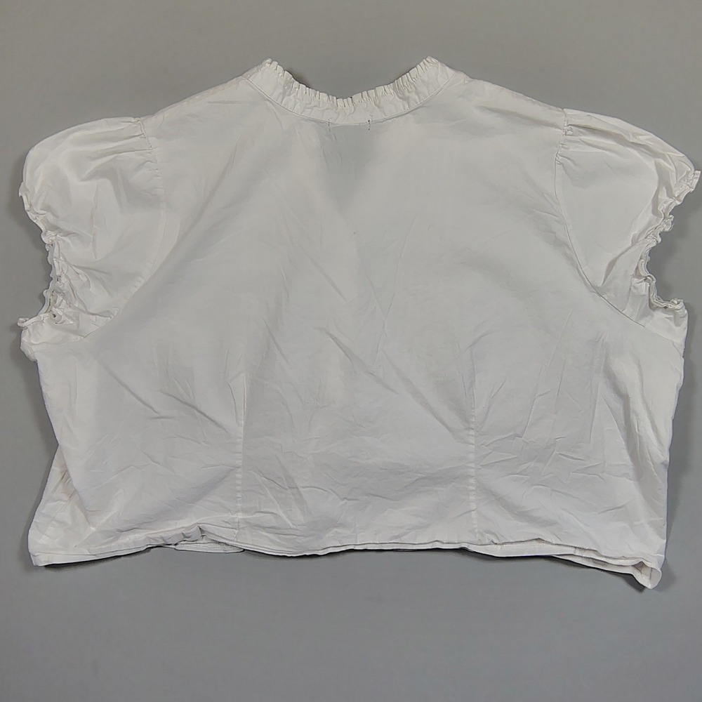 Social Collision Blouse Women 5 White Ruffle Pintuck Cap Sleeve Cotton Blend - Picture 2 of 8
